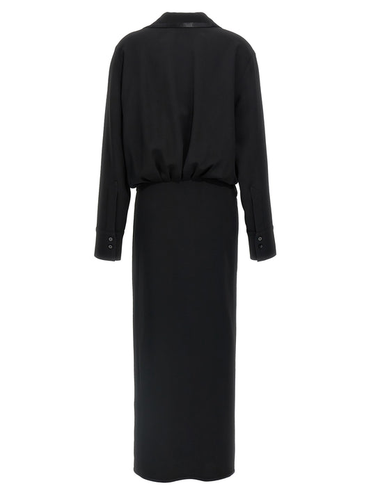 The Attico Black Marabou Midi Dress