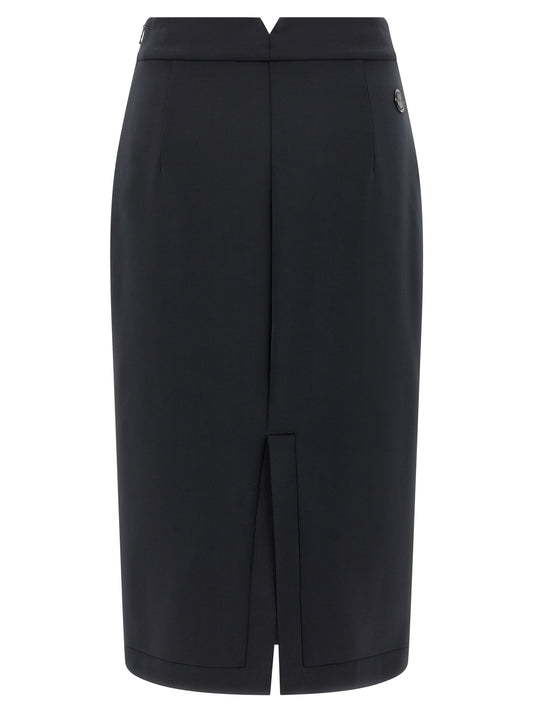MONCLER GENIUS Black Polyester Midi Skirt