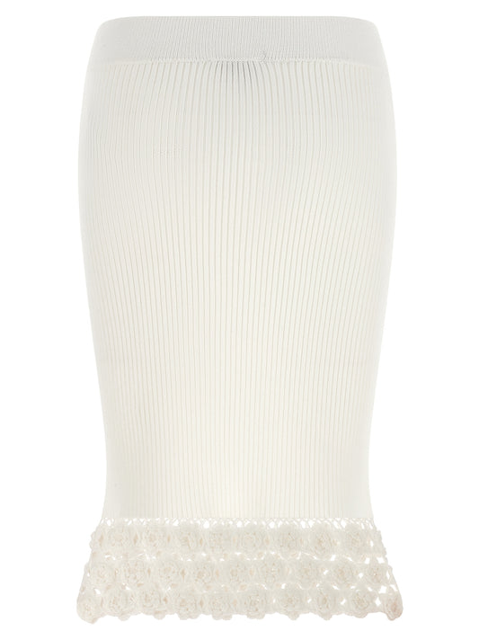 Ganni White Organic Cotton Midi Skirt