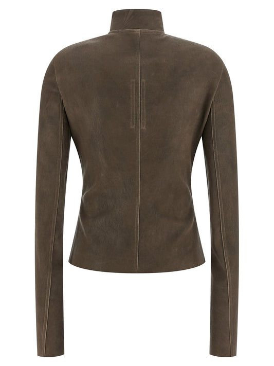 Rick Owens Brown Leather Leather Jacket