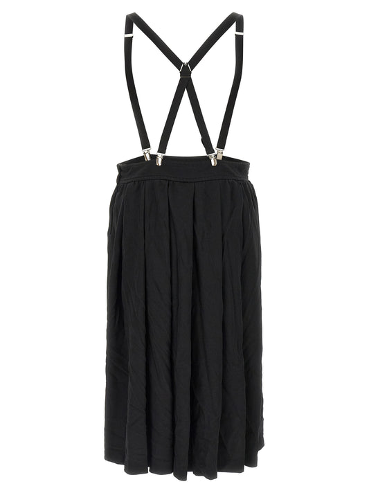 Comme Des Garçons Black Polyester Midi Skirt
