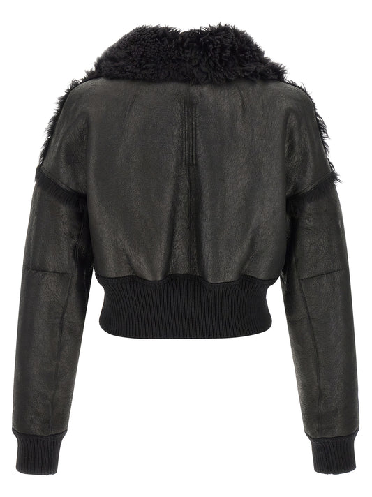 Rick Owens Black Lamb Fur Leather Jacket