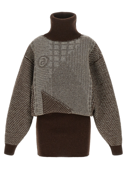 MM6 Maison Margiela Brown Wool Short Dress