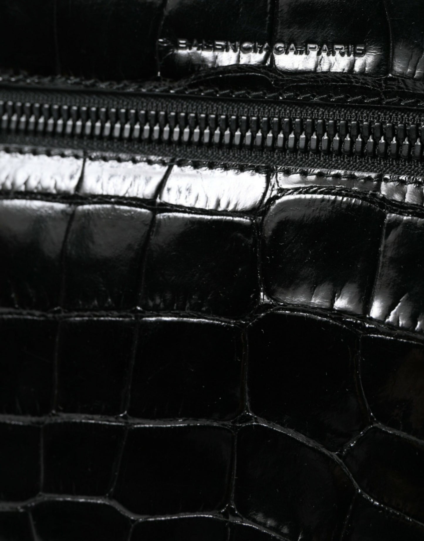 Balenciaga Black Exotic Leather Shoulder Crossbody Camera Bag