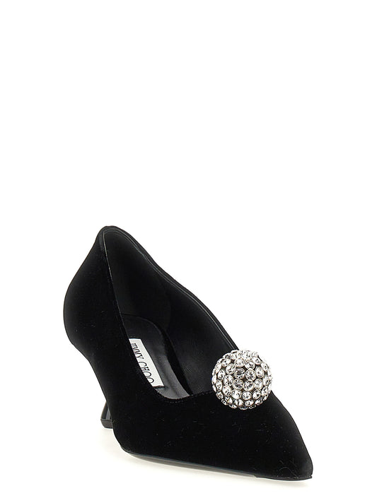 Jimmy Choo Black Textile Mid Heel Pumps