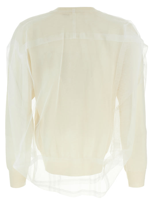 Comme Des Garçons White Wool Cardigan