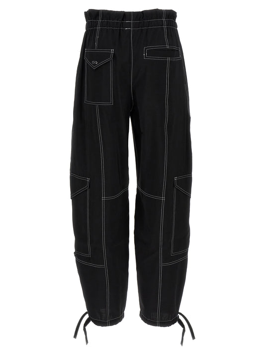 Ganni Black Viscose Casual Pants