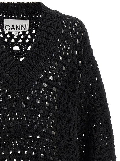 Ganni Black Cotton Cardigan