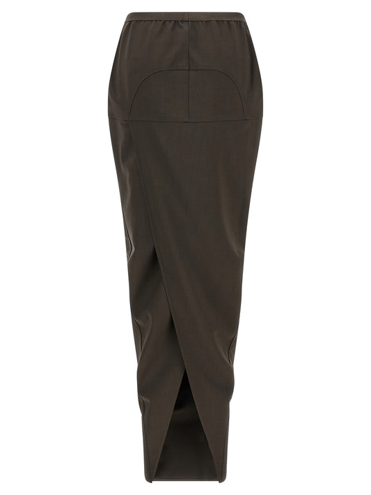 Rick Owens Gray Wool Mini Skirt