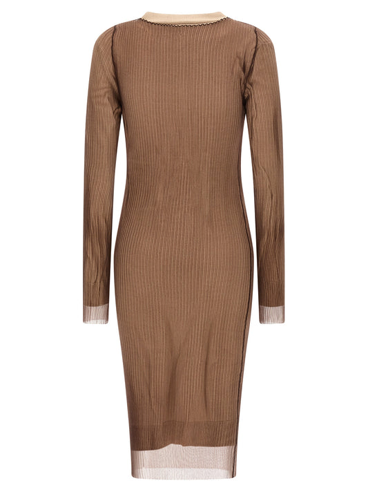 MM6 Maison Margiela Beige Polyamide Midi Dress