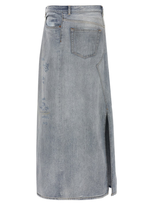 MM6 Maison Margiela Blue Cotton Mini Skirt