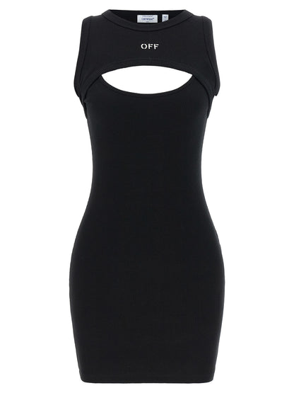 Off-White Bicolor Cotton Short Dress