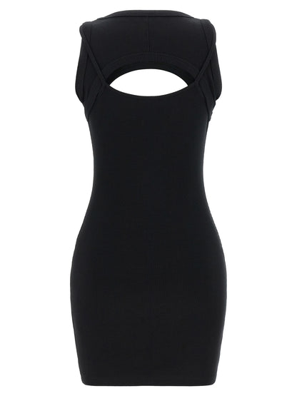 Off-White Bicolor Cotton Short Dress