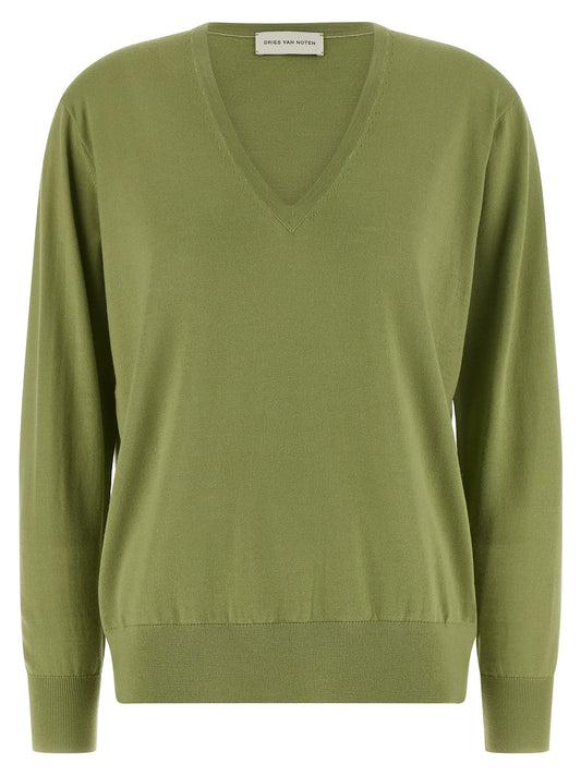 Dries Van Noten Bicolor Merino Wool Cardigan