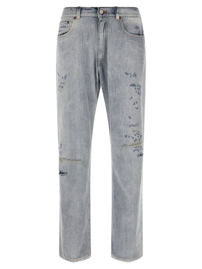 MM6 Maison Margiela Blue Cotton Relaxed Fit Jeans