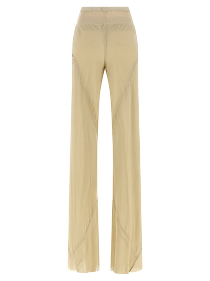 Rick Owens Beige Silk Flared Pants
