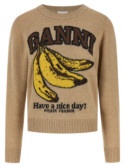 Ganni Beige Wool Cardigan