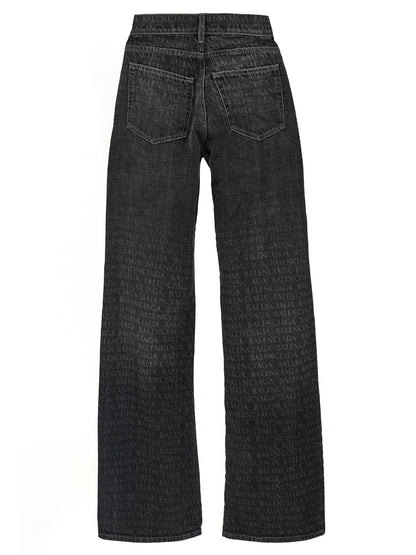 Balenciaga Black Cotton Flared Jeans