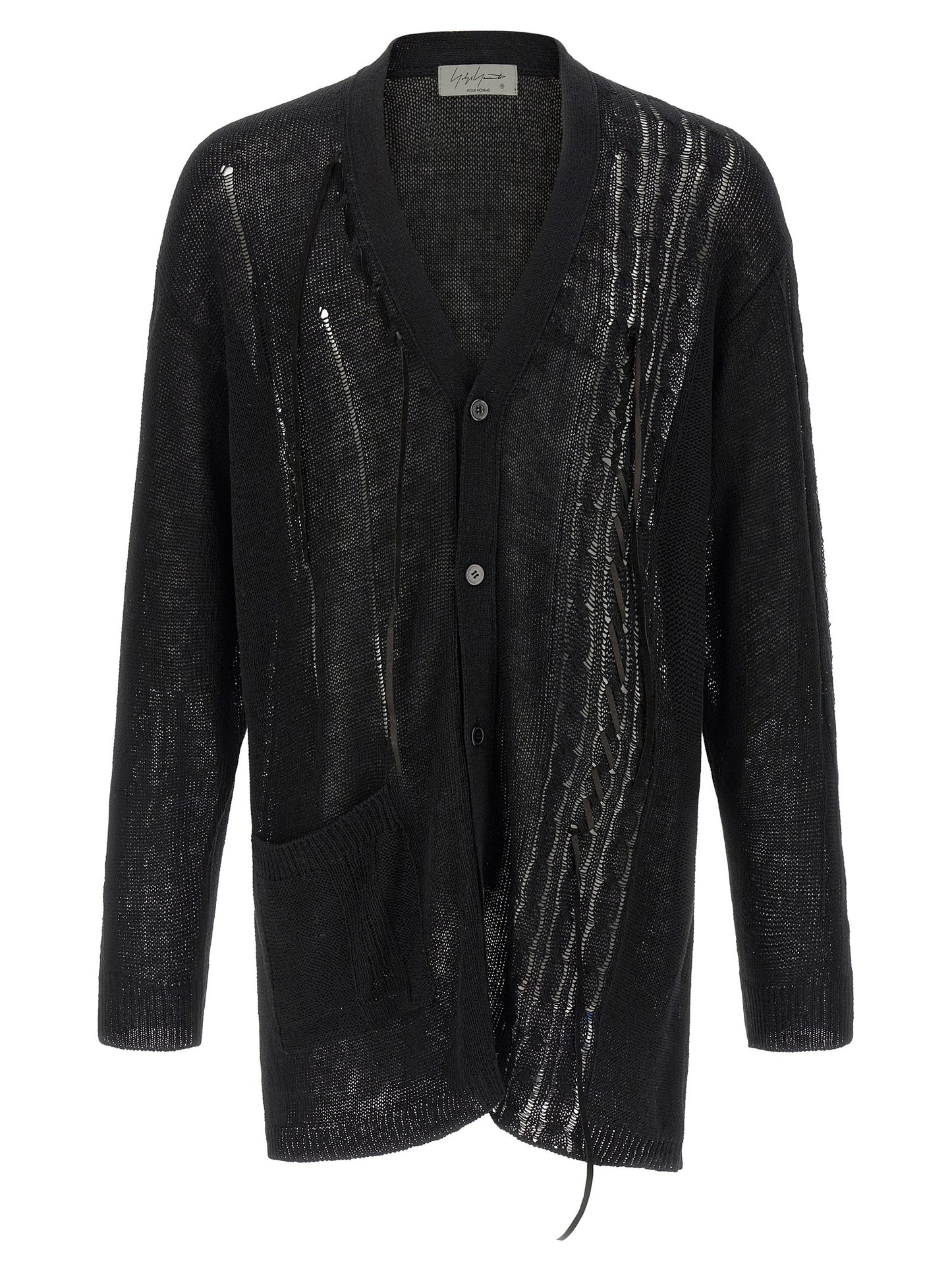Yohji Yamamoto Black Linen Cardigan