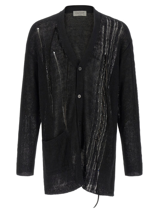 Yohji Yamamoto Black Linen Cardigan