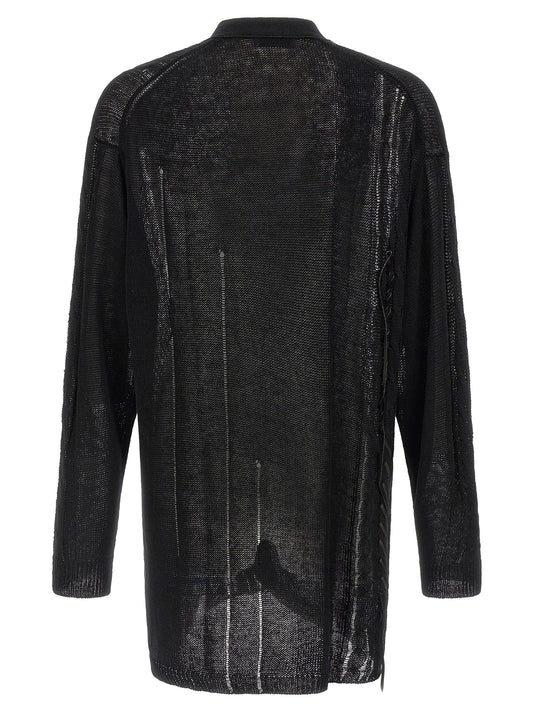 Yohji Yamamoto Black Linen Cardigan