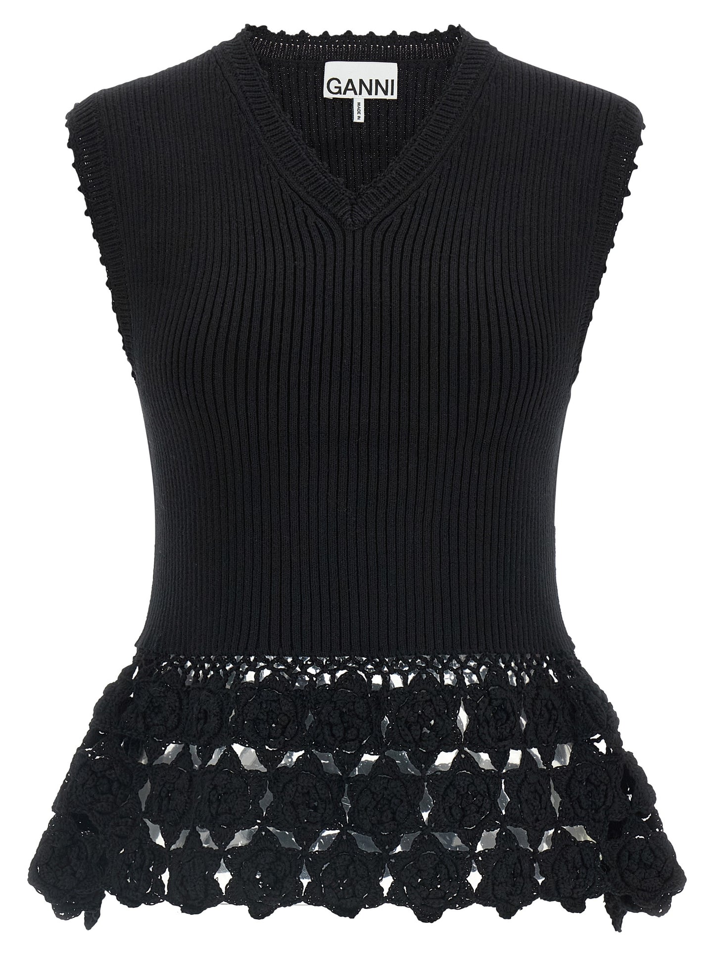 Ganni Black Organic Cotton Sleeveless Jacket