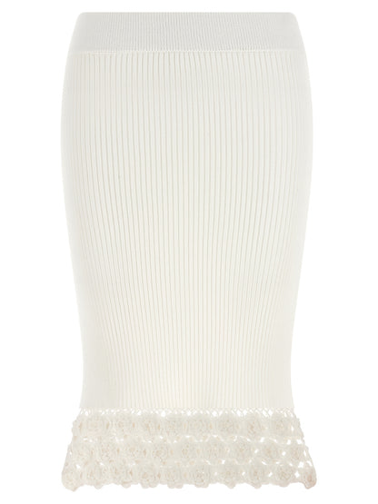 Ganni White Organic Cotton Midi Skirt