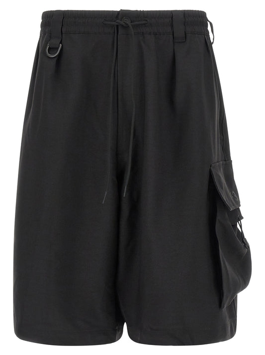 Y-3 Black Polyester Bermuda Shorts