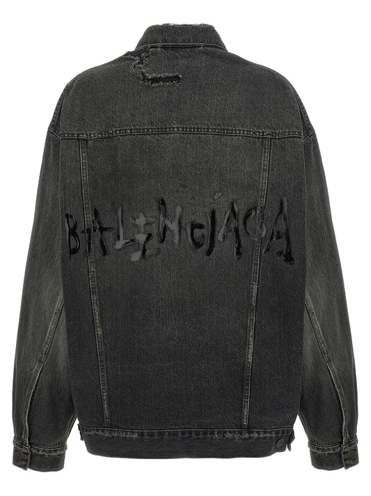Balenciaga Gray Cotton Denim Jacket