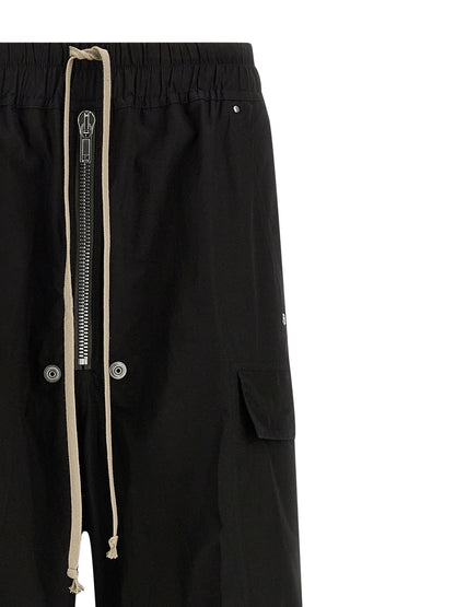Rick Owens Black Cotton Cargo Pants