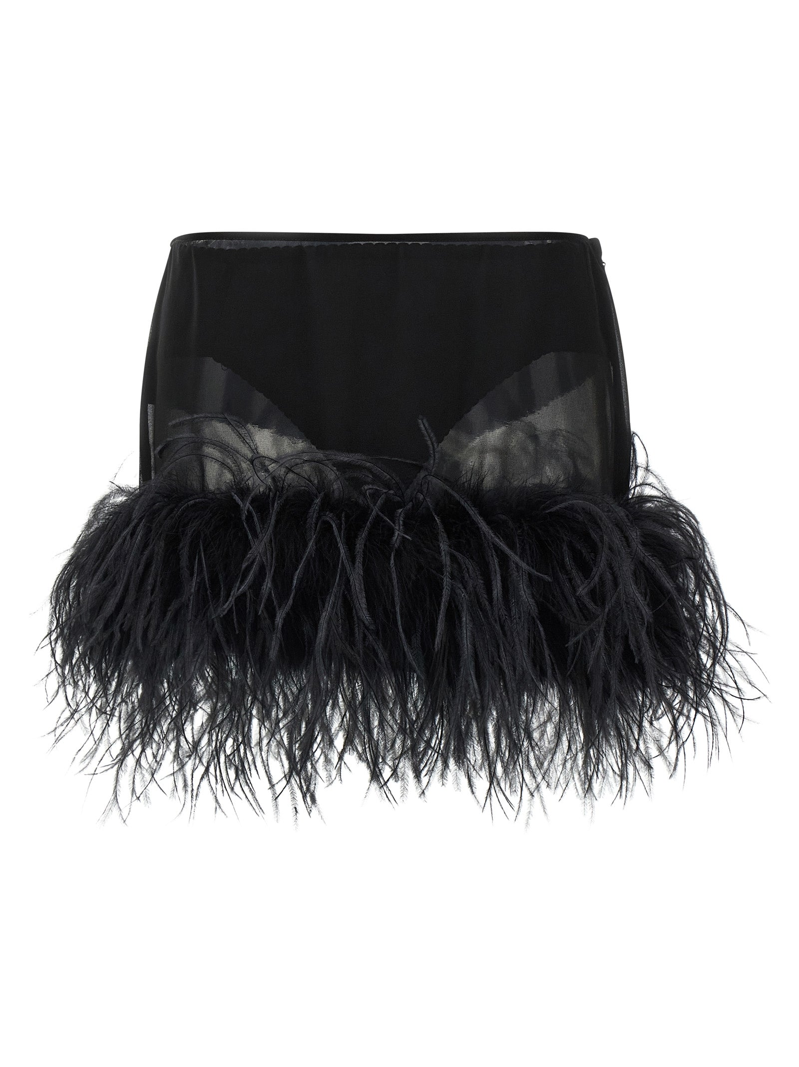 The Attico Black Polyester Long Skirt