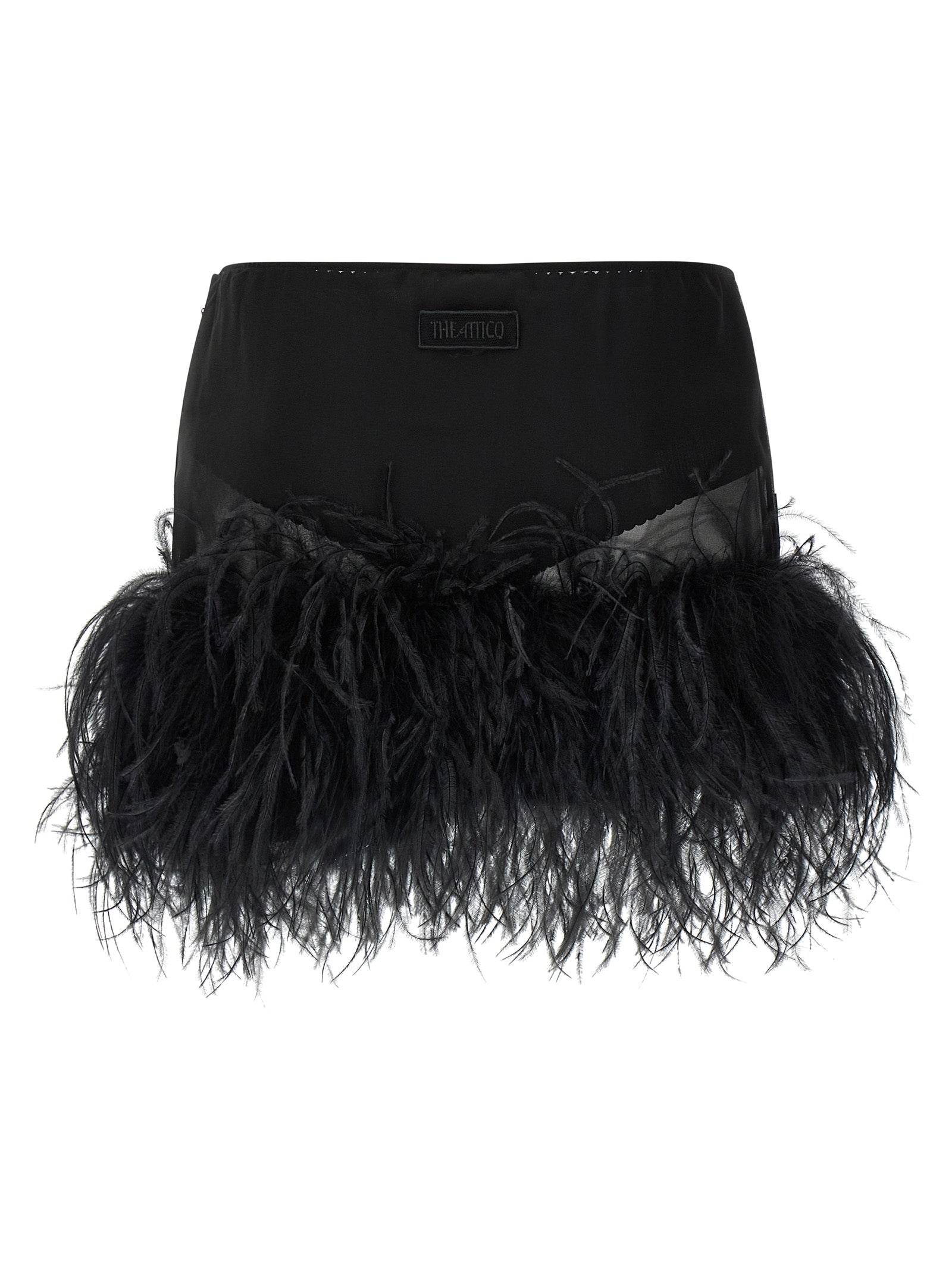 The Attico Black Polyester Long Skirt