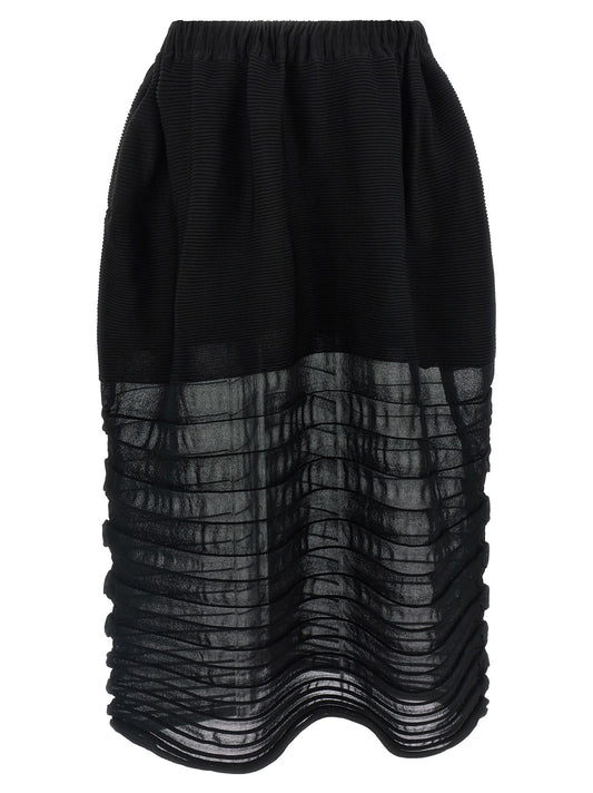 Issey Miyake Black Polyester Midi Skirt