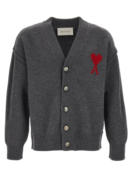 Ami Paris Gray Wool Cardigan