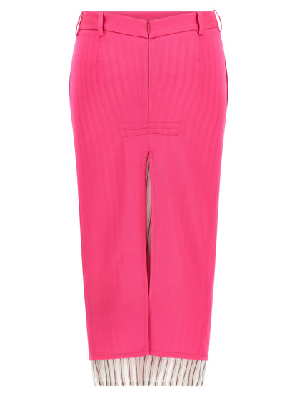 The Attico Fuchsia Virgin Wool Midi Skirt