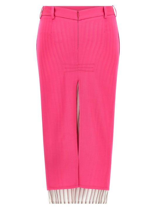 The Attico Fuchsia Virgin Wool Midi Skirt