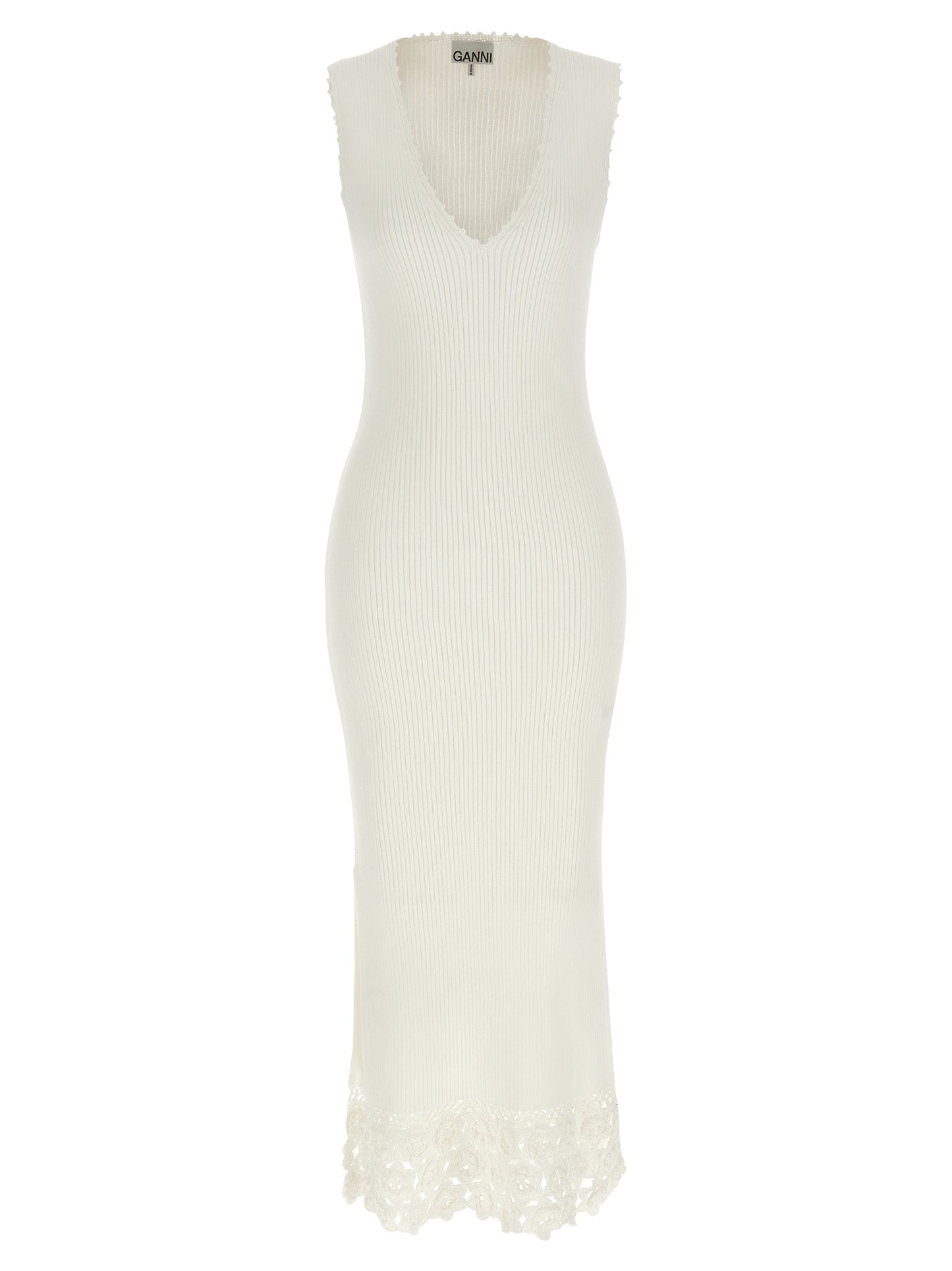Ganni White Organic Cotton Long Dress