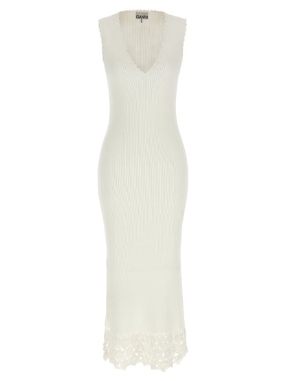 Ganni White Organic Cotton Long Dress