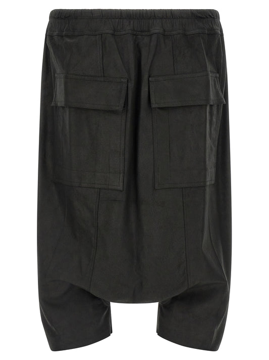 Rick Owens Black Lamb Leather Bermuda Shorts