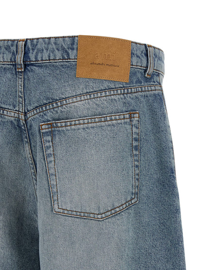 Ami Paris Blue Cotton Bermuda Shorts