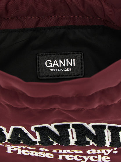 Ganni Bordeaux Recycled Polyamide Clutch Bag