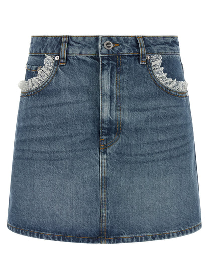 Ganni Blue Cotton Long Skirt