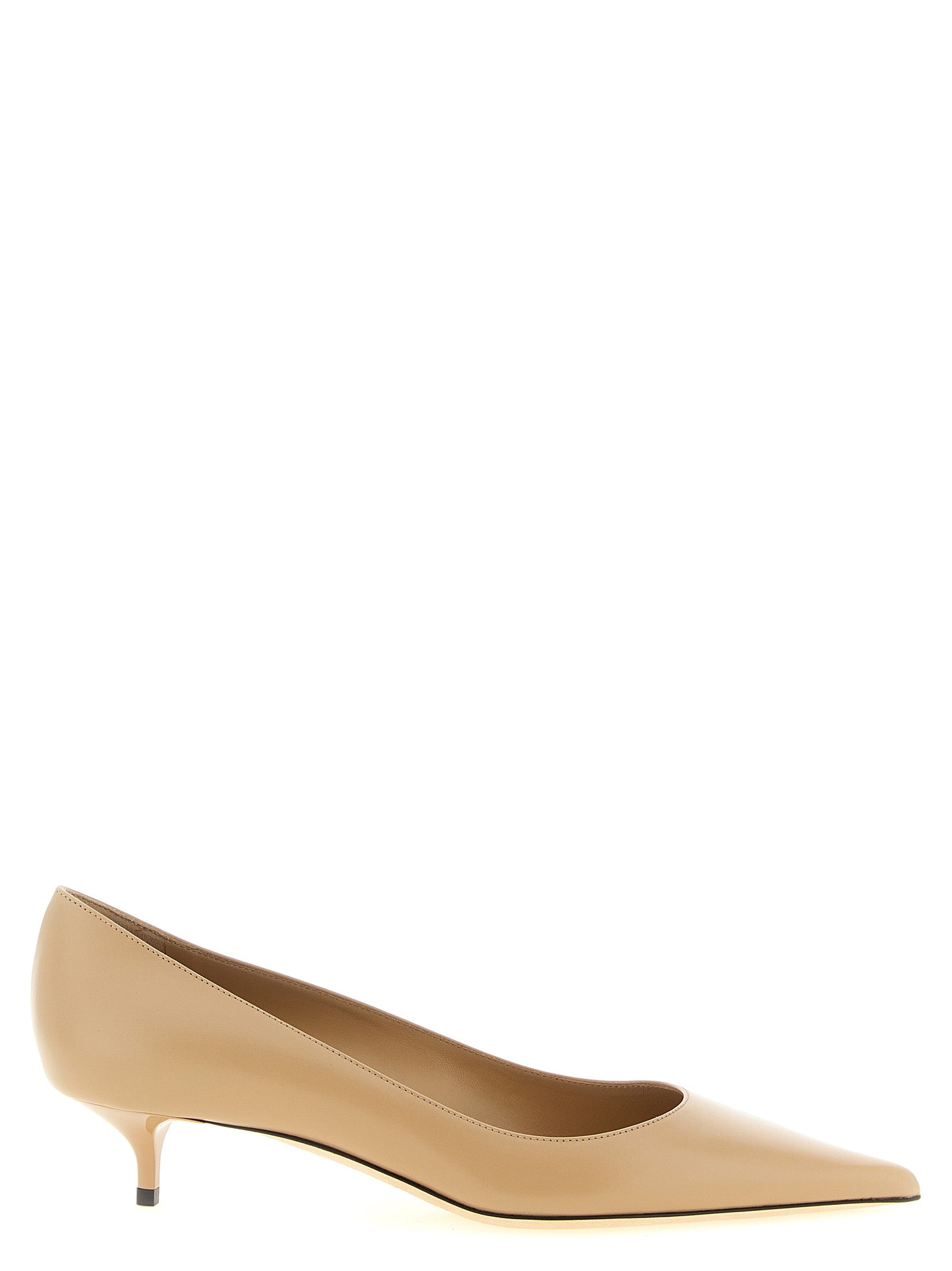Jimmy Choo Beige Leather Mid Heel Pumps
