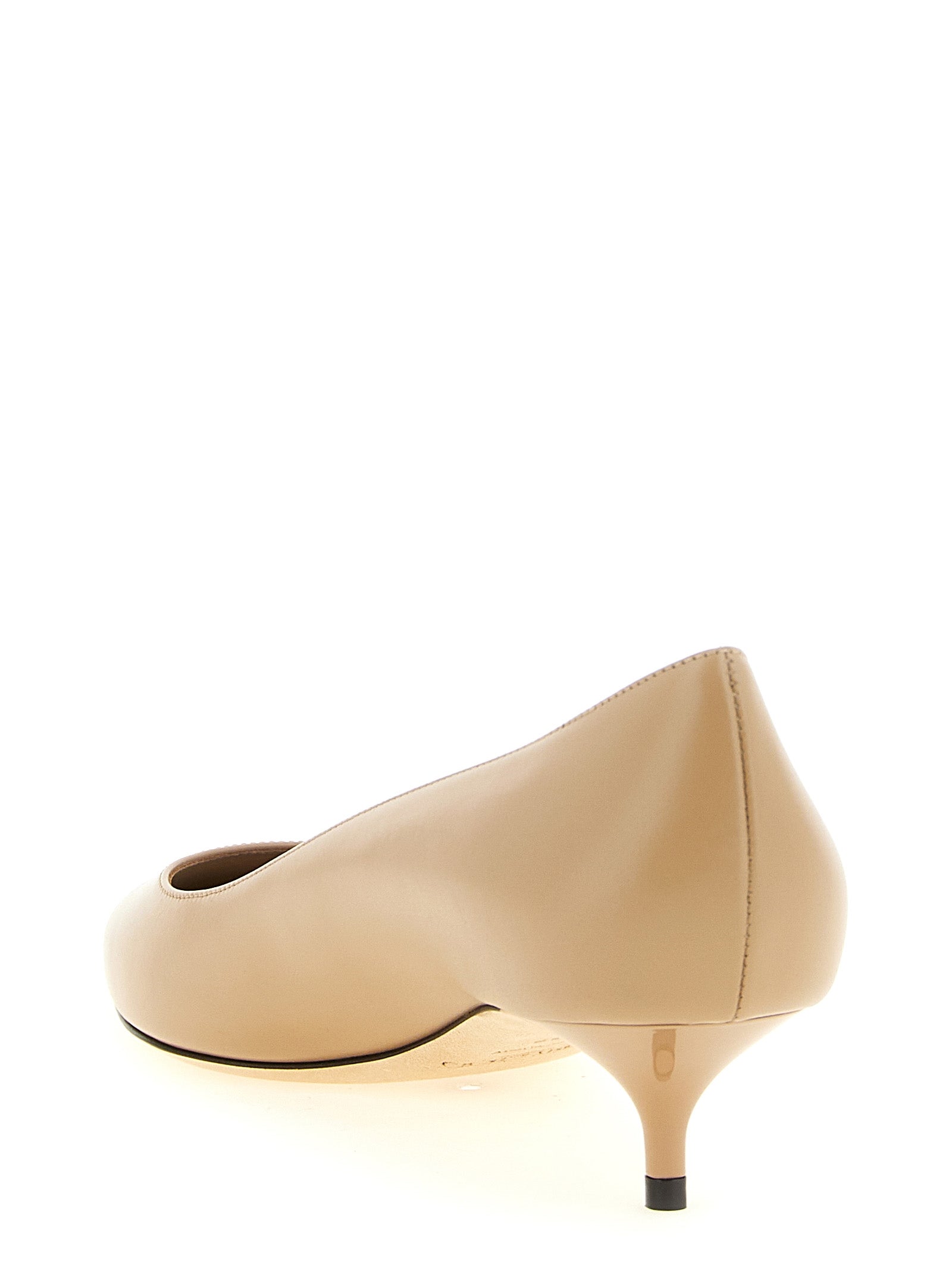 Jimmy Choo Beige Leather Mid Heel Pumps