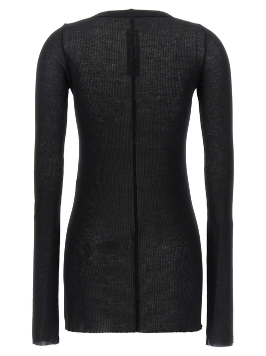 Rick Owens Black Viscose Long Sleeve T-Shirt