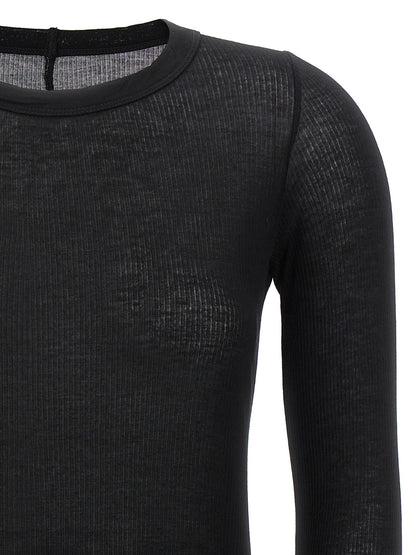 Rick Owens Black Viscose Long Sleeve T-Shirt