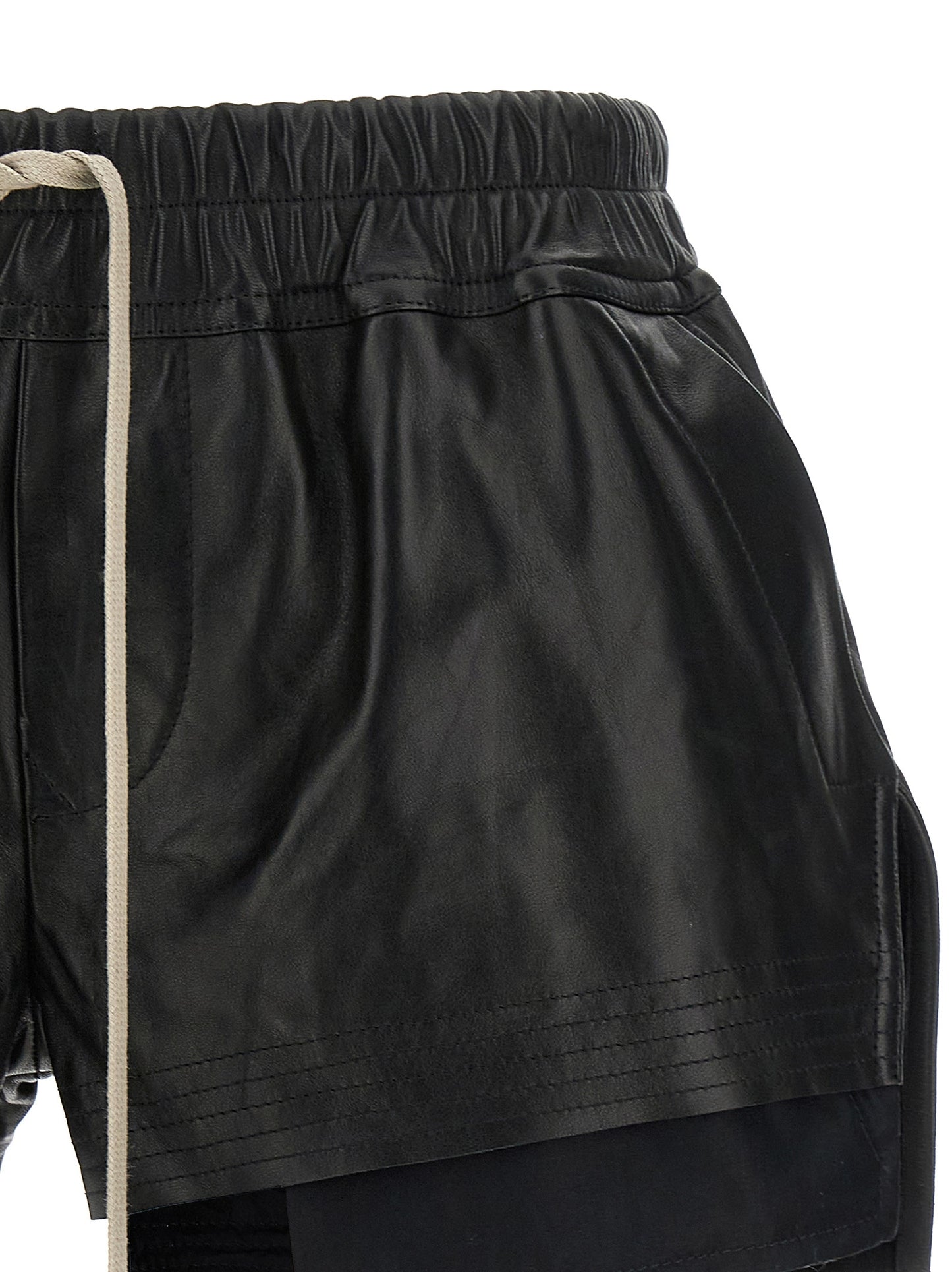Rick Owens Black Lamb Leather Bermuda Shorts