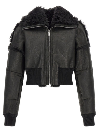 Rick Owens Black Lamb Fur Leather Jacket