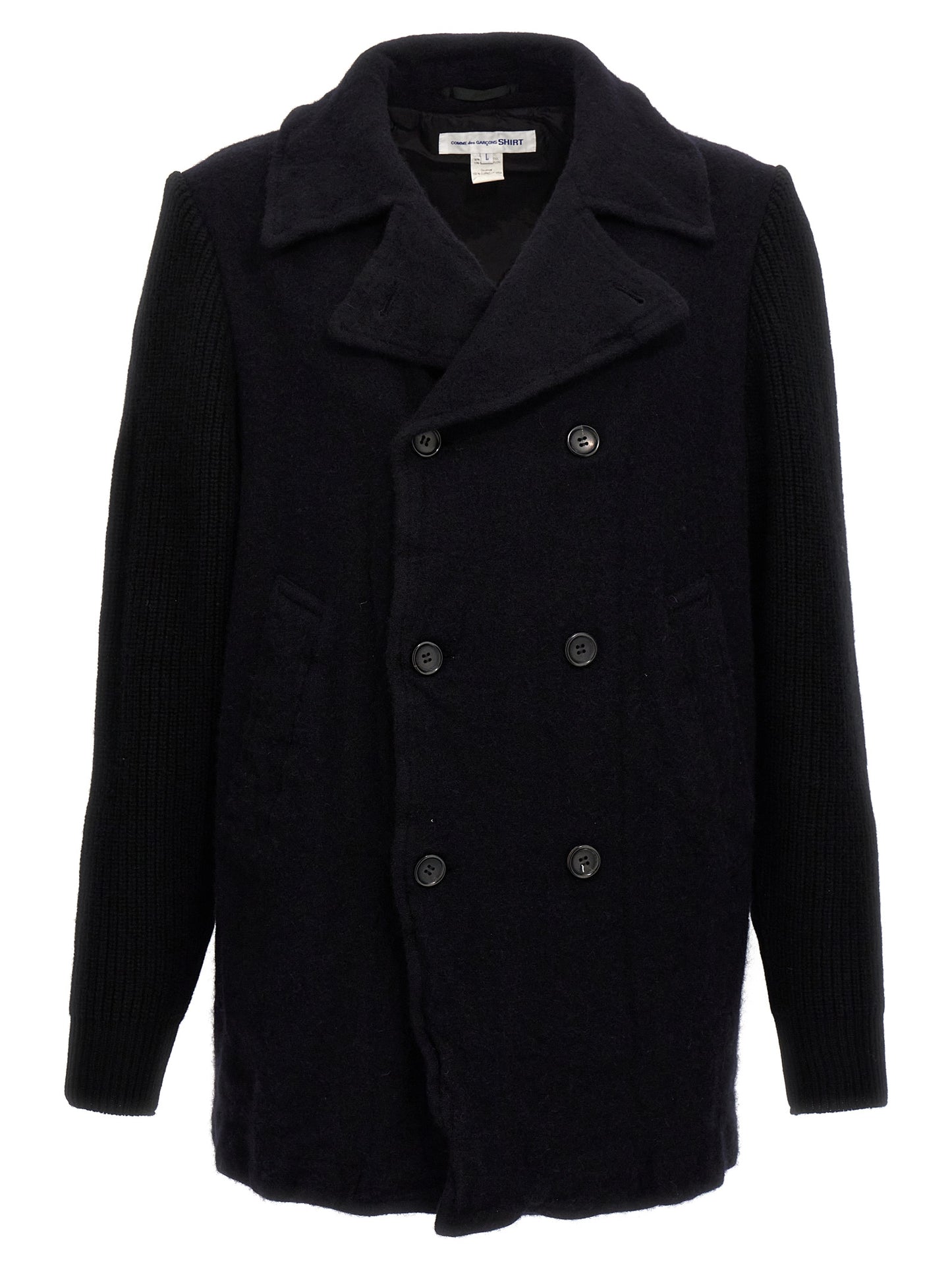 Comme Des Garçons Blue Wool Coat