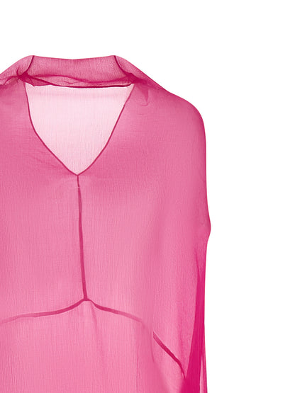 Dries Van Noten Fuchsia Silk Midi Dress